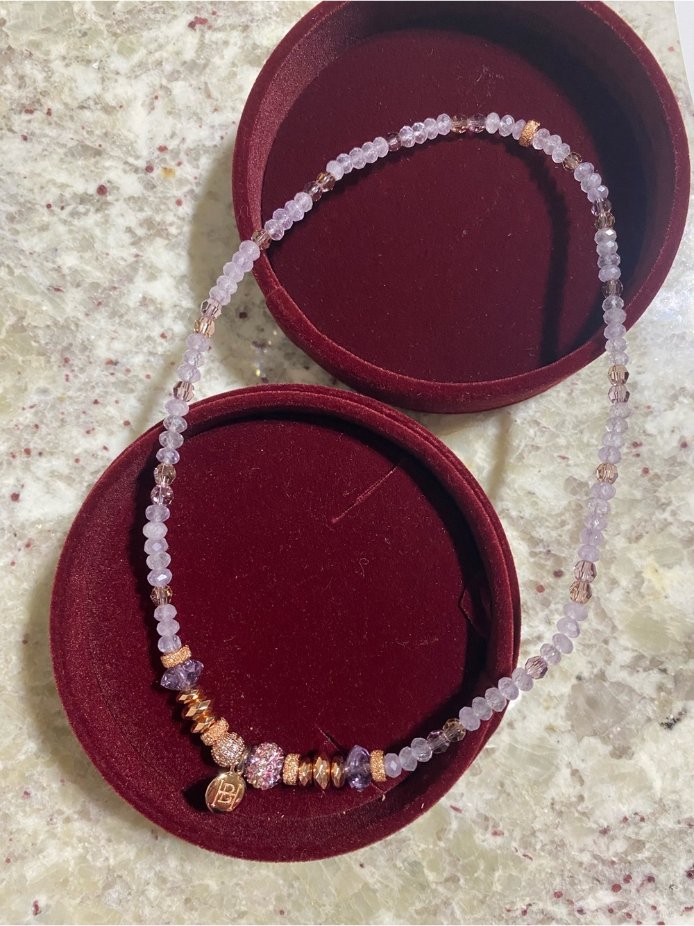 SPARKLE BALL DOUBLE WRAP BRACELET in Amethyst and Rose Gold - Picture 3 of 4